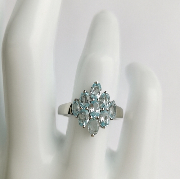 Brazilian Blue Topaz Ring Sterling Silver Size 7.25 🆕 - Picture 2 of 12